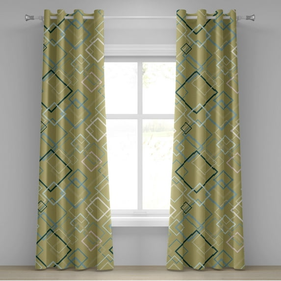 Ambesonne Grommet Curtain, , 50"x84", Khaki Blue Grey Pale Rose