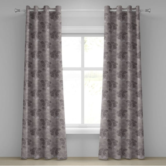 Ambesonne Grommet Curtain, , 50"x84", Mauve Taupe