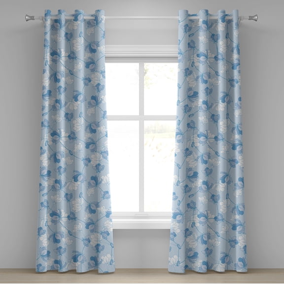 Ambesonne Grommet Curtain, , 50"x84", Pale Azure Blue White
