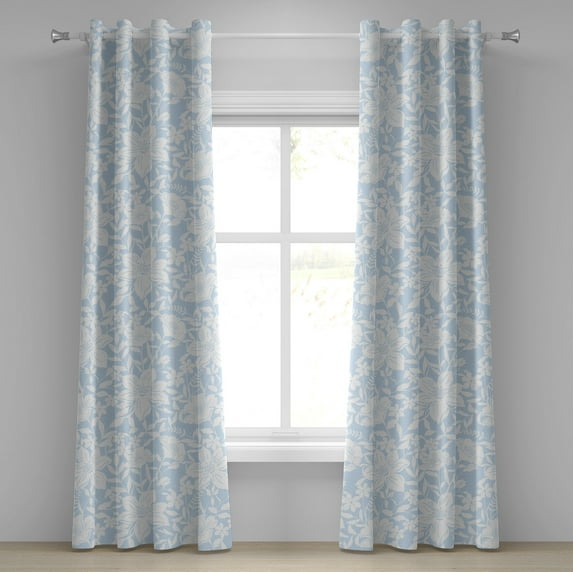 Ambesonne Grommet Curtain, , 50"x84", Pale Blue White