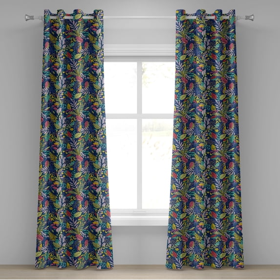 Ambesonne Grommet Curtain, , 50"x84", Pale Green Rose Coral