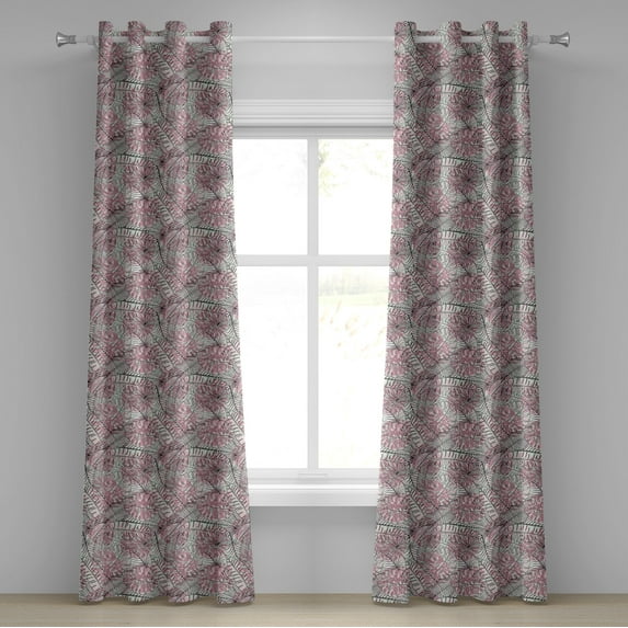 Ambesonne Grommet Curtain, , 50"x84", Pale Pink and Mint Green