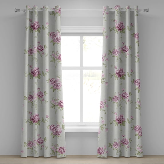 Ambesonne Grommet Curtain, , 50"x84", Pistachio Green Lilac
