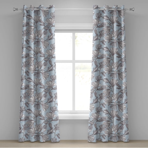 Ambesonne Grommet Curtain, , 50"x84", Soft Blue and Dark Purple