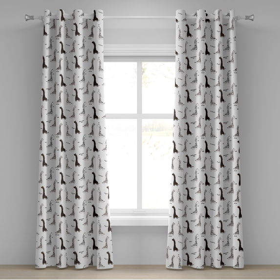 Ambesonne Grommet Curtain, , 50"x84", Taupe Coconut and White