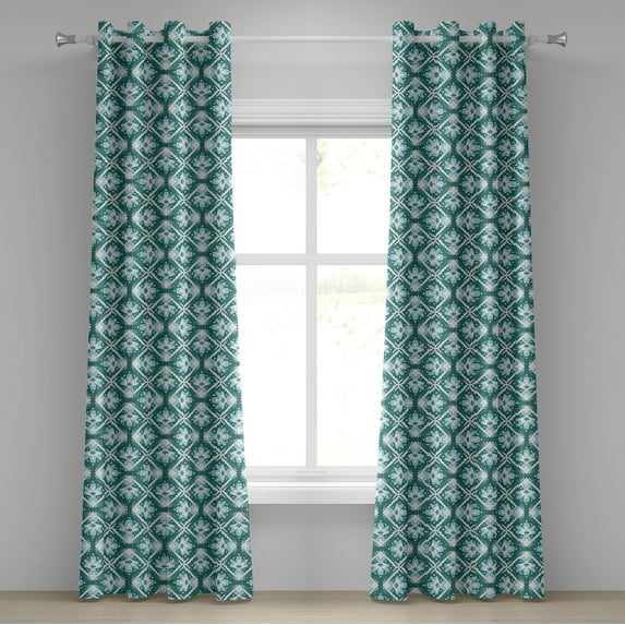 Ambesonne Grommet Curtain, , 50"x84", Teal Sky Blue and White