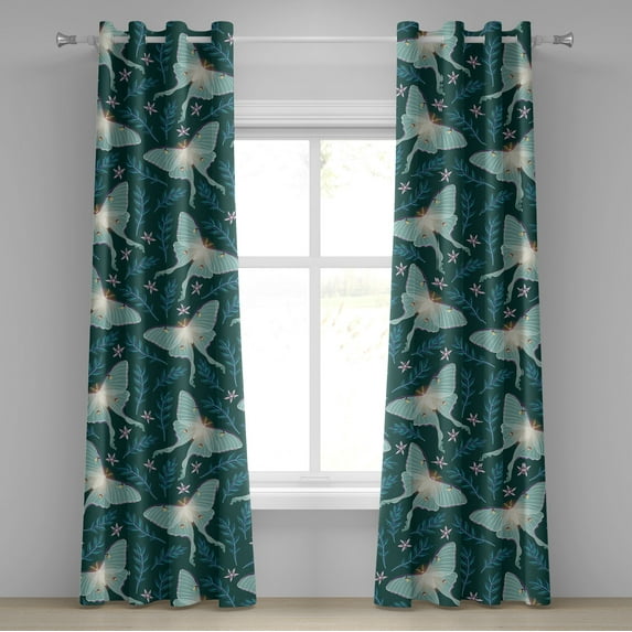 Ambesonne Grommet Curtain, , 50"x96", Almond Green Petrol Blue