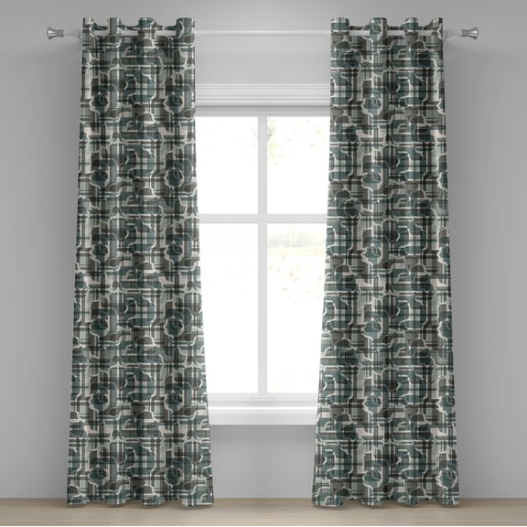 Ambesonne Grommet Curtain, , 50"x96", Cadet Blue and Taupe Grey