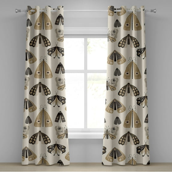 Ambesonne Grommet Curtain, , 50"x96", Camel Cream Charcoal Grey