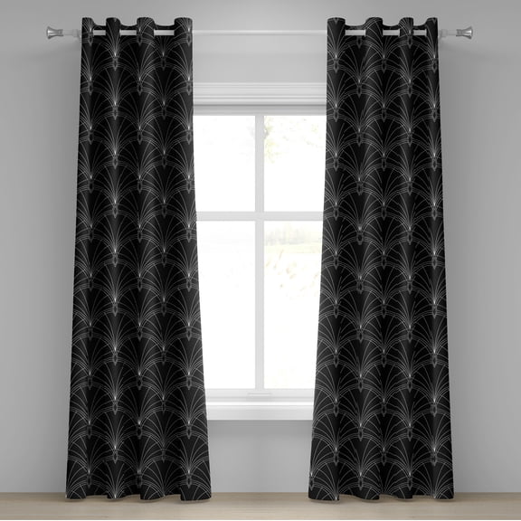 Ambesonne Grommet Curtain, , 50"x96", Charcoal Grey White