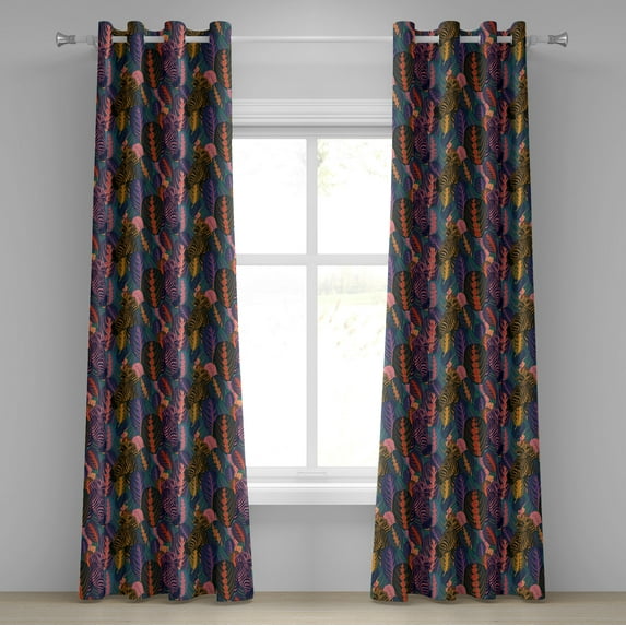 Ambesonne Grommet Curtain, , 50"x96", Coral Multicolor