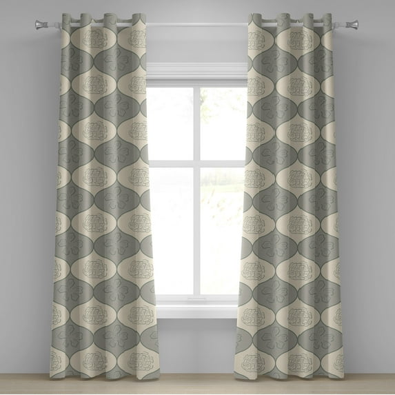 Ambesonne Grommet Curtain, , 50"x96", Cream Grey Teal
