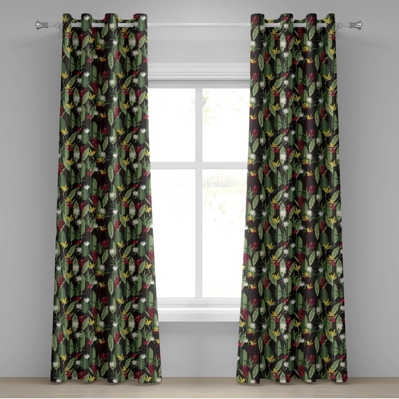 Ambesonne Grommet Curtain, , 50"x96", Dark Coral Reseda Green