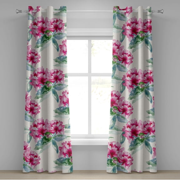 Ambesonne Grommet Curtain, , 50"x96", Dark Coral Reseda Green