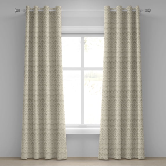Ambesonne Grommet Curtain, , 50"x96", Eggshell and Pale Tan