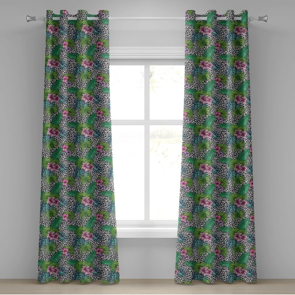Ambesonne Grommet Curtain, , 50"x96", Fern Green and Multicolor