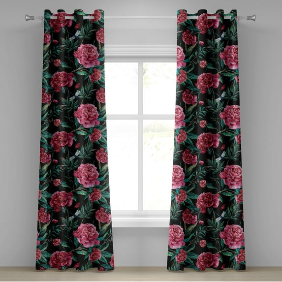 Ambesonne Grommet Curtain, , 50"x96", Hot Pink and Jade Green
