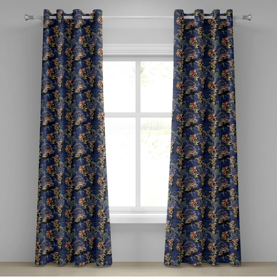 Ambesonne Grommet Curtain, , 50"x96", Indigo and Pistachio Green