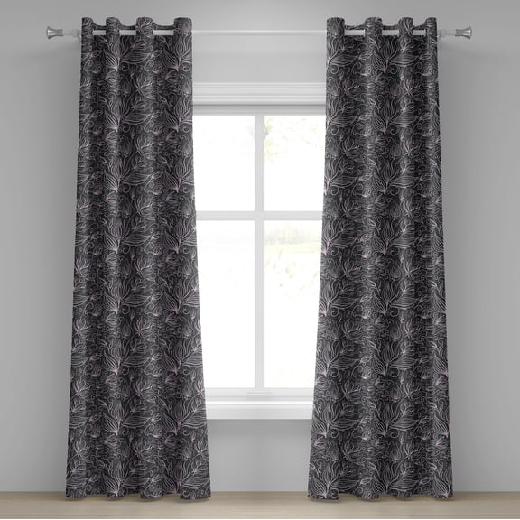 Ambesonne Grommet Curtain, , 50"x96", Lilac and Charcoal Grey