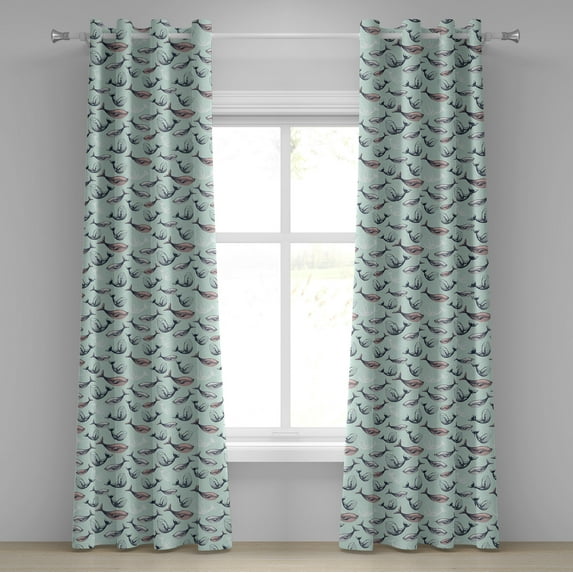 Ambesonne Grommet Curtain, , 50"x96", Mint Green Indigo and Rose
