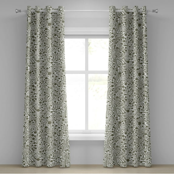Ambesonne Grommet Curtain, , 50"x96", Off White Army Green