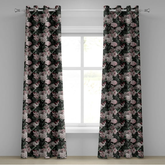 Ambesonne Grommet Curtain, , 50"x96", Pale Pink and Charcoal Grey