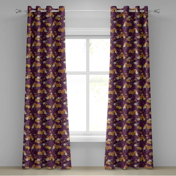 Ambesonne Grommet Curtain, , 50"x96", Plum Pale Cinnamon