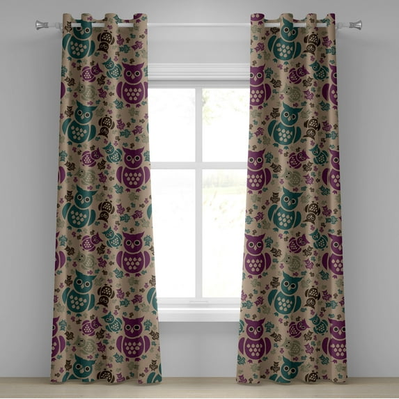 Ambesonne Grommet Curtain, , 50"x96", Purple Teal and Pastel Brown
