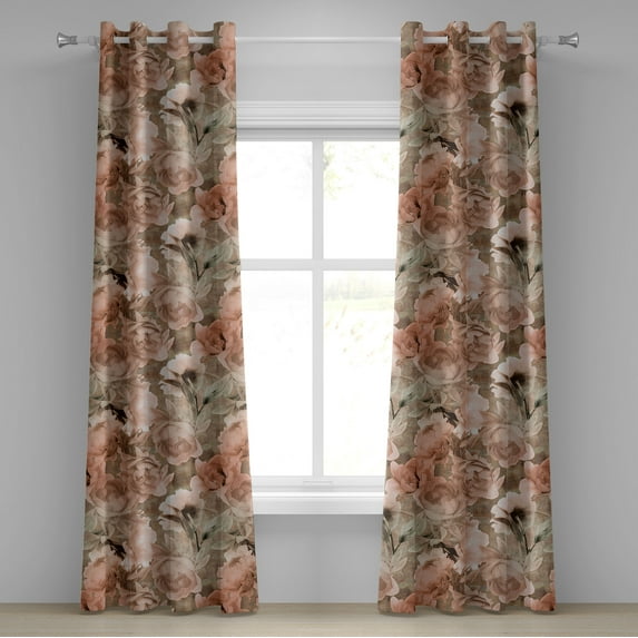 Ambesonne Grommet Curtain, , 50"x96", Rose Pale Green Pale Ruby