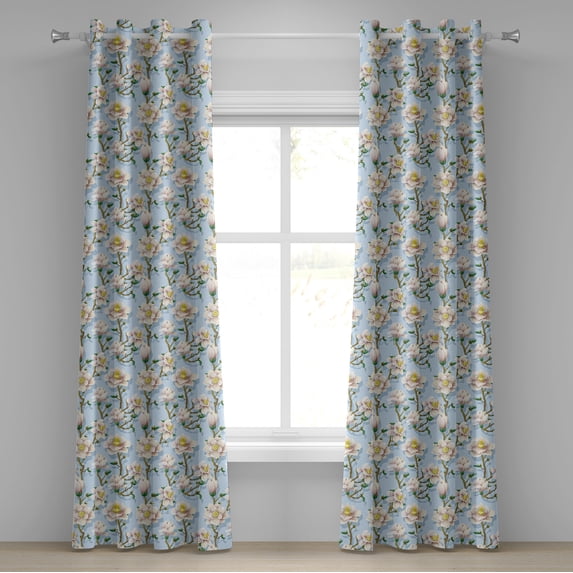 Ambesonne Grommet Curtain, , 50"x96", Soft Blue Fawn Peach
