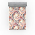 thumbnail image 1 of Ambesonne Groovy Fitted Sheet, Psychedelic Pastel Motif Art, California King, Coral Blue and Ivory, 1 of 5