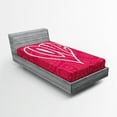 thumbnail image 1 of Ambesonne Groovy Fitted Sheet, Retro Big Heart, Twin XL Size, Pink White, 1 of 2