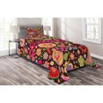 thumbnail image 1 of Ambesonne Groovy Quilted Coverlet 2 Pcs, Hippie Paisley Leaves, Twin Size, Multicolor, 1 of 4