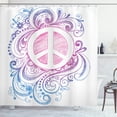 thumbnail image 1 of Ambesonne Groovy Shower Curtain, Peace Sign and Swirls, 69"Wx75"L, Pink Blue White, 1 of 5