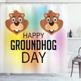 thumbnail image 1 of Ambesonne Groundhog Day Shower Curtain, Happy Colorful Marmot, 69"Wx84"L, Pale Caramel and Multicolor, 1 of 5