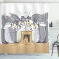thumbnail image 1 of Ambesonne Groundhog Day Shower Curtain, Men in Hats Marmot, 69"Wx84"L, Ecru and Pale Purpleblue, 1 of 5