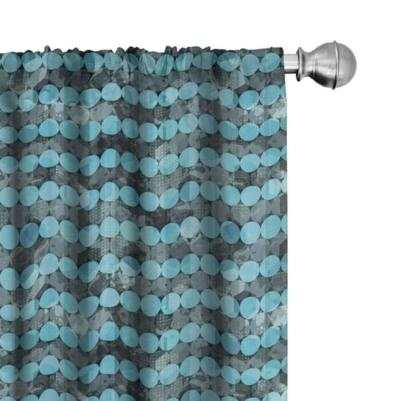 Ambesonne Grunge Window Curtains, Contemporary Art Dots, Each 28" W x 84" L, Pale Blue Grey