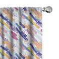 thumbnail image 1 of Ambesonne Grunge Window Curtains, Grafitti Inspired Stripe Art, Each 28" W x 63" L, White Azure Blue and Violet, 1 of 4