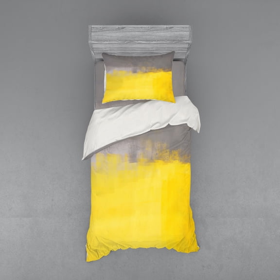 Ambesonne Grunge Bedding Set 3 Pcs, Street Wall Art, Twin, Dimgray Yellow