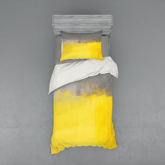Ambesonne Grunge Bedding Set 3 Pcs, Street Wall Art, Twin XL, Dimgray Yellow
