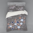 thumbnail image 1 of Ambesonne Grunge Bedding Set 4 Pcs, Formula Science Graphic, Queen, Dimgray Orange White, 1 of 3