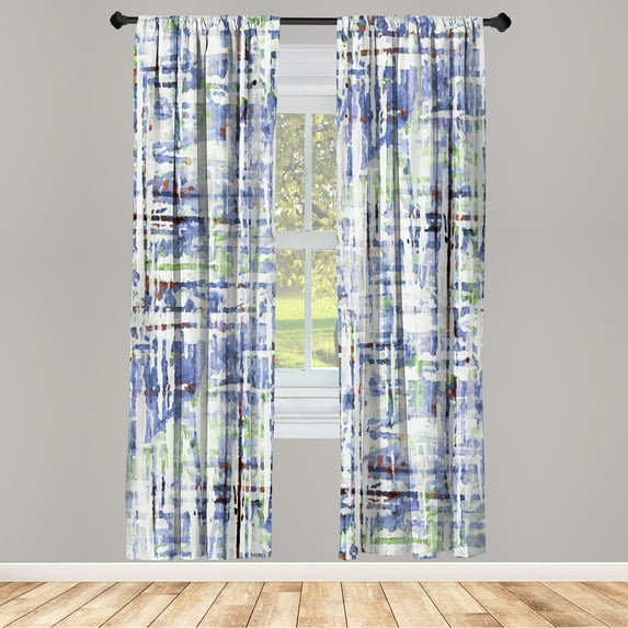 Ambesonne Grunge Curtains, Abstract Lines Illustration, Pair of 28"x95", Apple Green