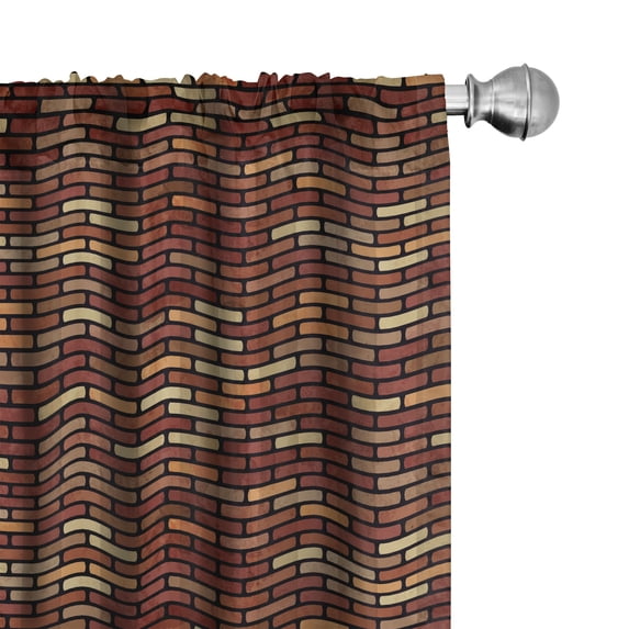 Ambesonne Grunge Curtains, Brick Wall Earthy Colors, Pair of 28"x95", Multicolor