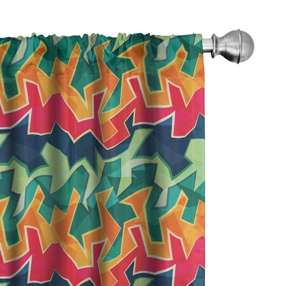 Ambesonne Grunge Curtains, Crazy Funky Graffiti, Pair of 28"x63", Multicolor