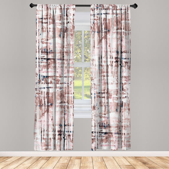 Ambesonne Grunge Curtains, Illustration Abstract Lines, Pair of 28"x95", Blush White