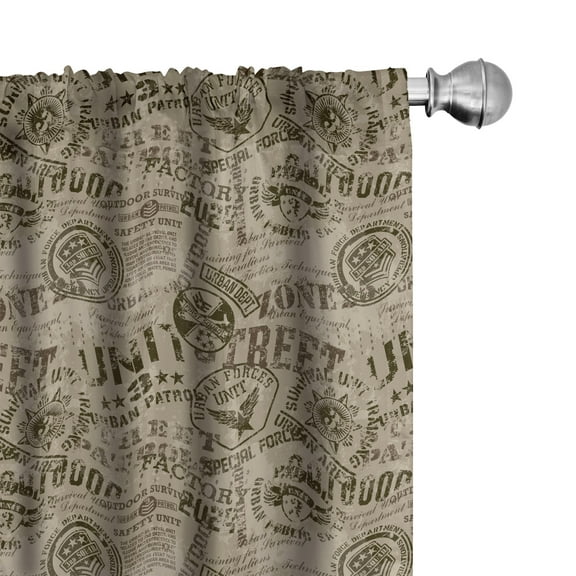 Ambesonne Grunge Curtains, Nostalgic Pins Old, Pair of 28"x63", Army Green Tan