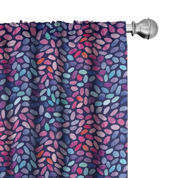 Ambesonne Grunge Curtains, Oval Watercolor Spots, Pair of 28"x63", Violet Blue Multicolor