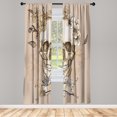 thumbnail image 1 of Ambesonne Grunge Curtains, Skull and Flowers Mexican, Pair of 28"x63", Pastel Brown, 1 of 2