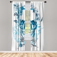 thumbnail image 1 of Ambesonne Grunge Curtains, Skull and Flowers Mexican, Pair of 28"x95", Sea Blue, 1 of 2