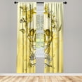 thumbnail image 1 of Ambesonne Grunge Curtains, Skull and Flowers Mexico, Pair of 28"x63", Mustard Champagne, 1 of 2